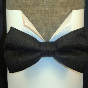 Cummerbund, Bow Tie and Pocket Square Set, Black Silk, Gold silk pocket square image 2