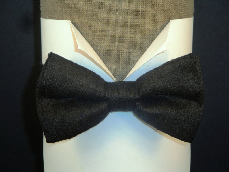 Cummerbund, Bow Tie and Pocket Square Set, Black Silk, Gold silk pocket square image 2