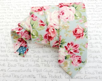 Floral Necktie in Pastel Shades, Perfect For Weddings and Summer Festive Occasions