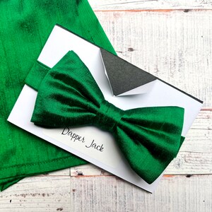 Emerald Green Silk Dupion Pre Tied or Self Tie Bow Tie Perfect For Weddings or Special Occasions, Bow Ties For Men, Bow Ties For Women image 5