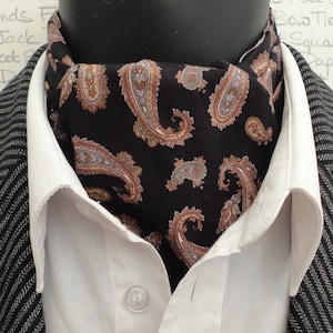Black Paisley, Cravat, Ascot, Reversible, Black Cravat, Gifts For Men, Sage Green Paisley