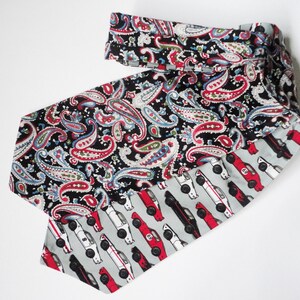 Paisley Cravat, Sports Car Cravat, Black Neck Scarf, Cravats For Men, Reversible, Ascots image 4