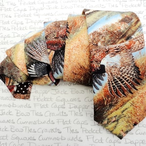 Pheasant print tie, ties for men, shooting tie