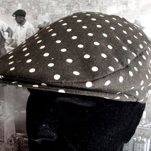 Flat Cap, Driving Hat, Brown and Ivory spot flat cap, flat caps for men