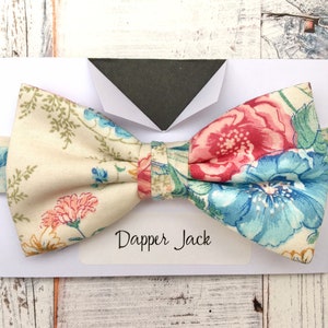 Bow ties for men, floral bow tie, pink and blue floral bow tie, summer bow tie, wedding bow tie image 1