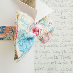 Bow ties for men, floral bow tie, pink and blue floral bow tie, summer bow tie, wedding bow tie image 2