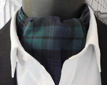 Cravat, black watch tartan cravat for men, ascots for men