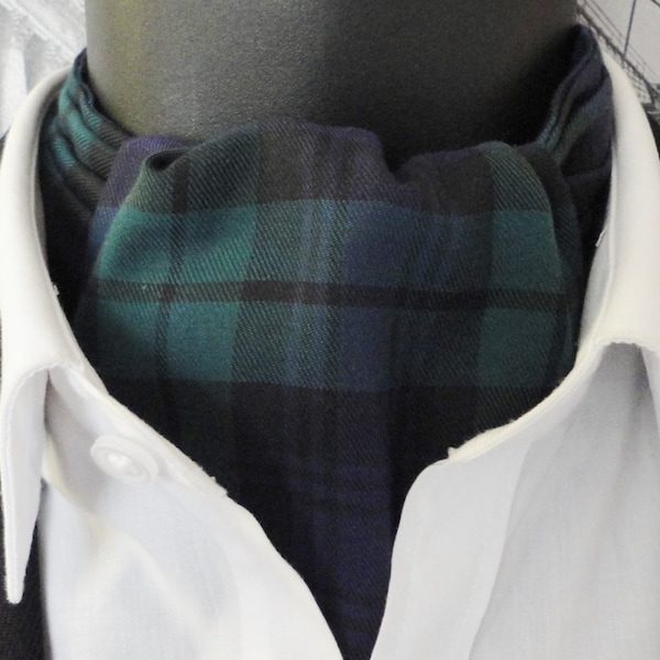 Cravat, black watch tartan cravat for men, ascots for men