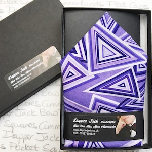 Pocket Square in Geometric Pattern in Shades of Purple