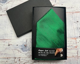 Emerald Green Silk Dupion Pocket Square