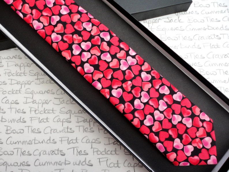 Hearts Print Tie, Valentines Tie, Neck Ties For Men image 2