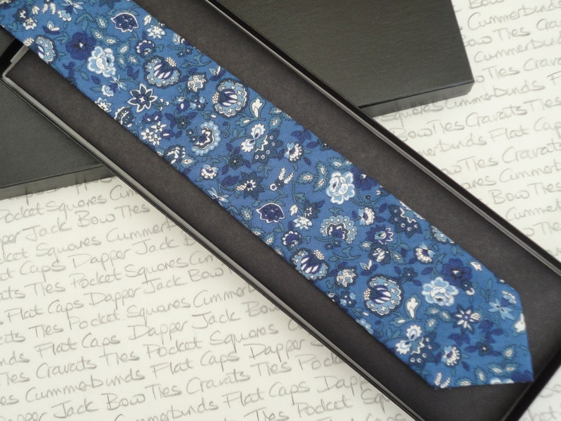 Necktie, Floral necktie, blue floral tie, wedding tie image 2