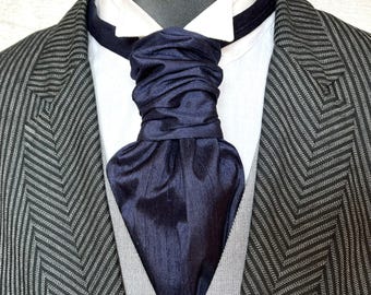 Scrunchie Wedding Cravat in a Dark Blue Silk Dupion