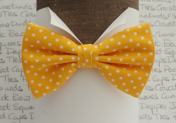 Yellow and White Spot Bow Tie, Bow Ties For Men, Pre Tied Bow Tie, Self Tie Bow Tie, Bow Ties UK