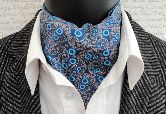 Black Cravat Black Paisley Cravat Reversible Sage Green Paisley Ascot Gifts For Men