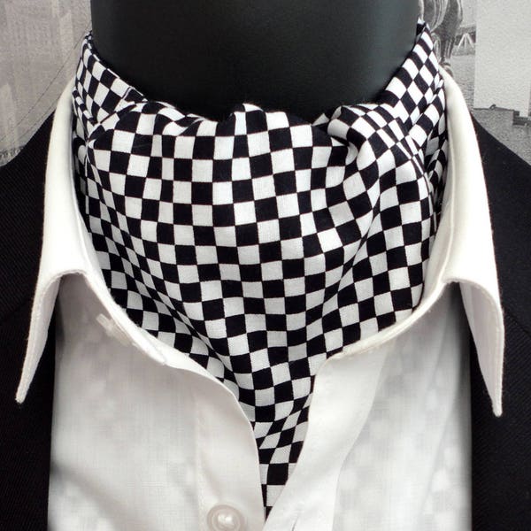 Cravat, Chequerboard Cravat, Chessboard Cravat, Chequered Flag Cravat, ascots For Men