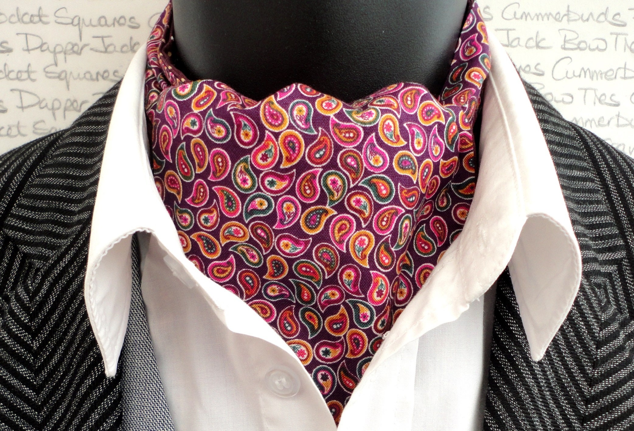 Beer Ascot. Hops & Wheat Print Cravat Tie