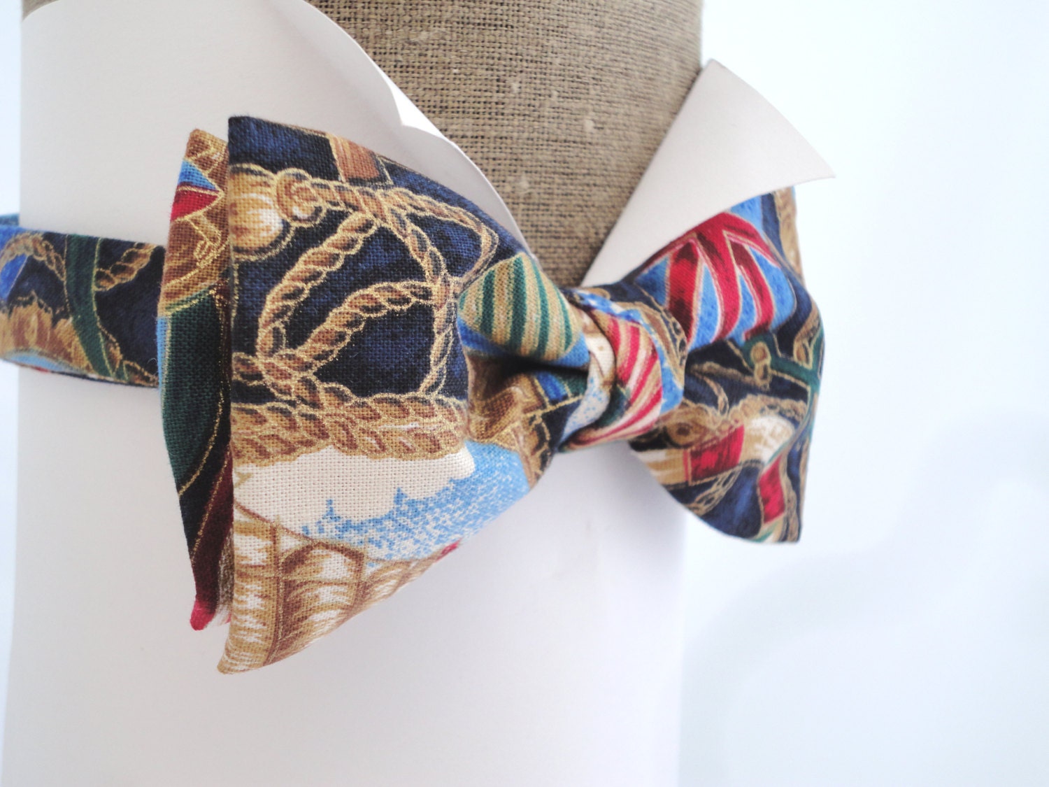 Sailor Print Bow Tie, Bow Ties For Men. Nautical print pre tied or self