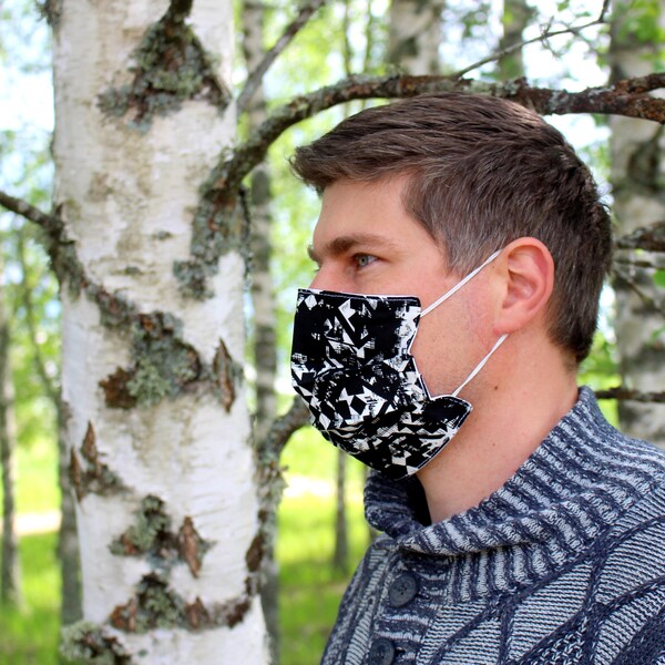 Mens face mask, Black and white, Face Mask, Reusable face mask, Washable, Anti-dust mask, Smog mask, Cotton, Adult face mask