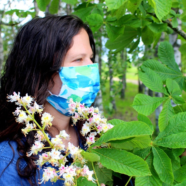 Light Blue facemask, Unisex face mask, Face Mask, Reusable face mask, Washable, Anti-dust mask, Smog mask, Cotton