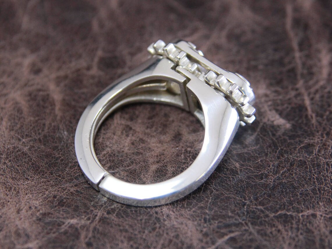 Moving Ring two Gears Polished Silver Etsy