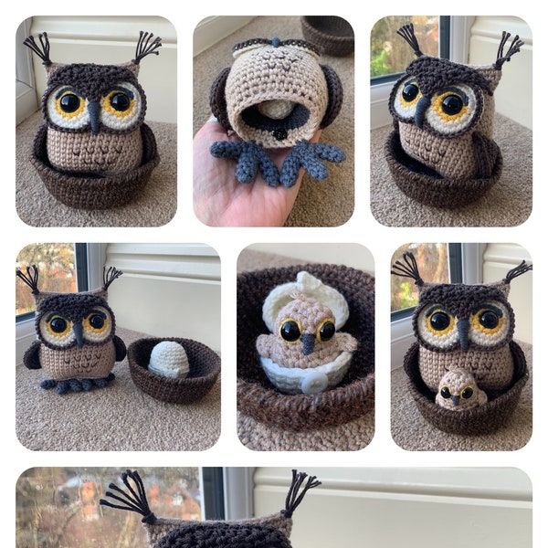 Owl with Hatching Owlet Crochet Pattern