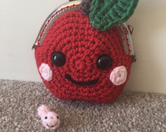 Apple Purse & Worm Friend Crochet Pattern