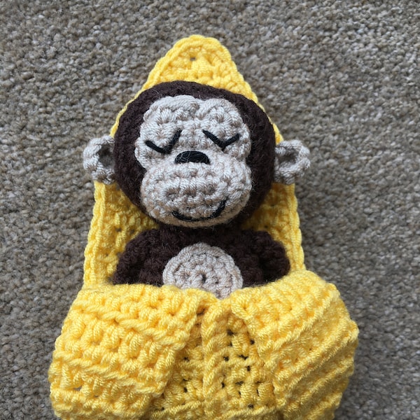 Monkey in a Banana Sleeping Bag Crochet Pattern