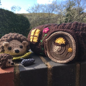 Hedgehog & Log House Playset Crochet Pattern image 1