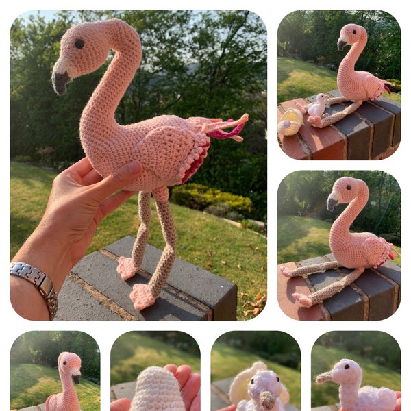 Flamingo with Hatching Chick Crochet Pattern