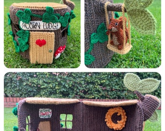 Squirrel & Hollow Log House Crochet Pattern