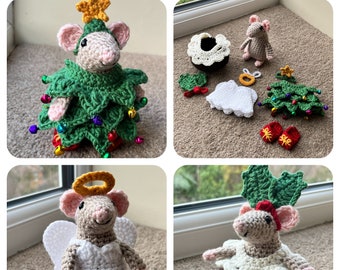 Christmas Mousefits, Tree, Angel & Pudding Outfits Crochet Pattern