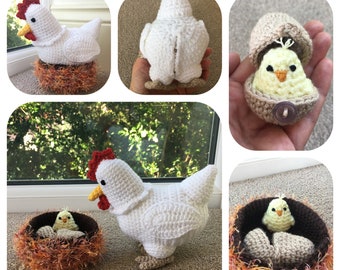 Laying Hen with Chick Crochet Pattern