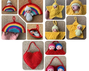 3 PATTERN BUNDLE - Rainbow, Star & Heart Pocket Pal Crochet Patterns