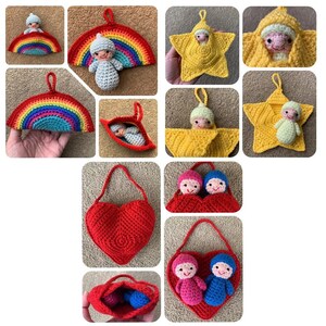 3 MUSTERPAKET - Regenbogen, Stern & Herz Pocket Pal Häkelanleitungen