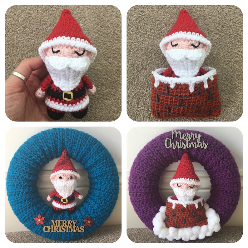 Santa in a Chimney Sleeping Bag Optional Wreath Crochet image 0