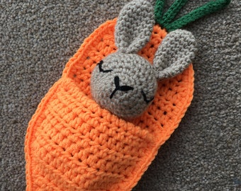 Rabbit in a Carrot Sleeping Bag Crochet Pattern