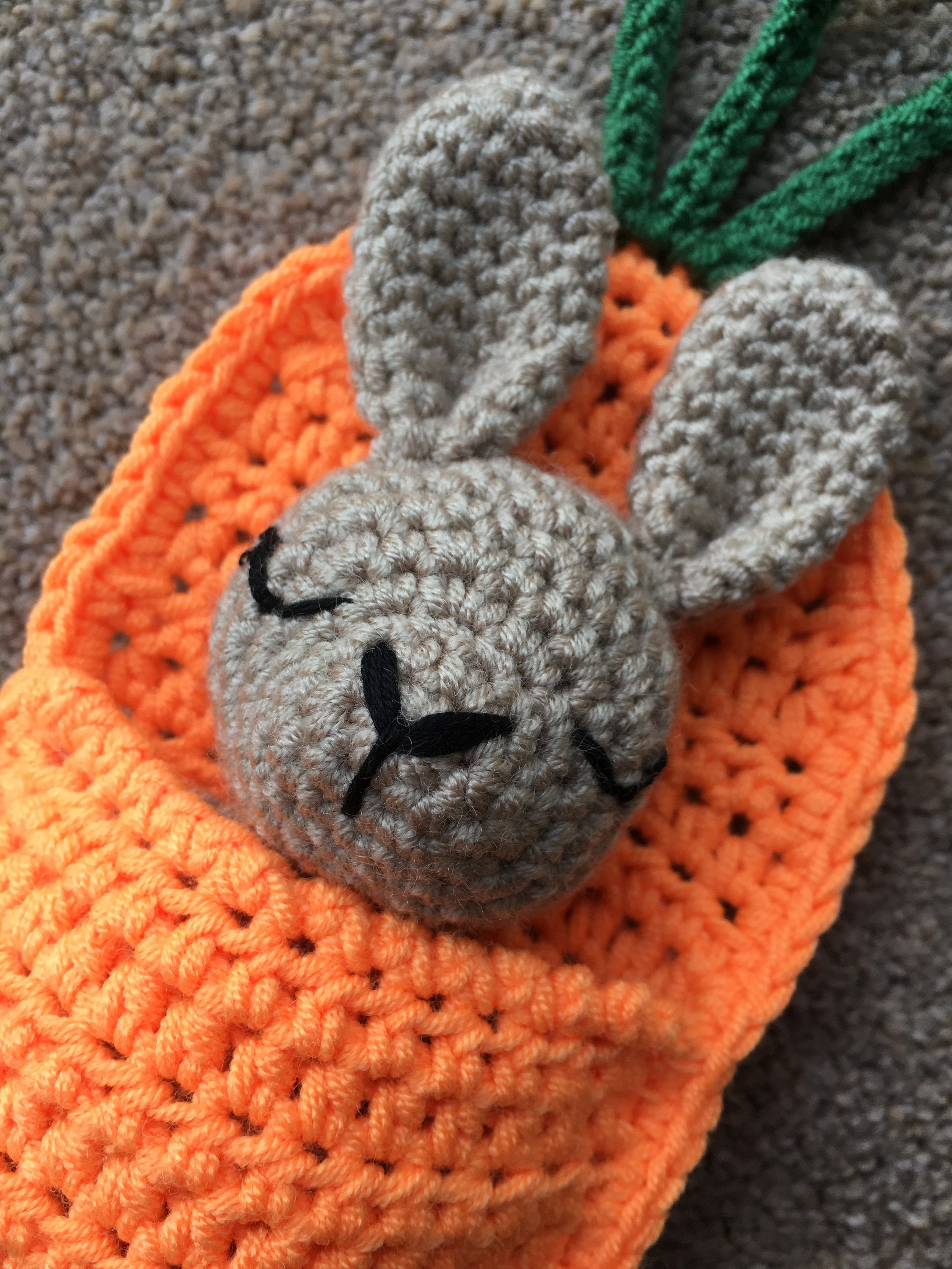 Rabbit in a Carrot Sleeping Bag Crochet 
