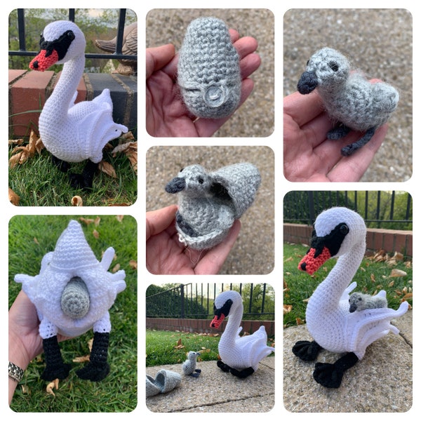 Swan with Hatching Cygnet Crochet Pattern