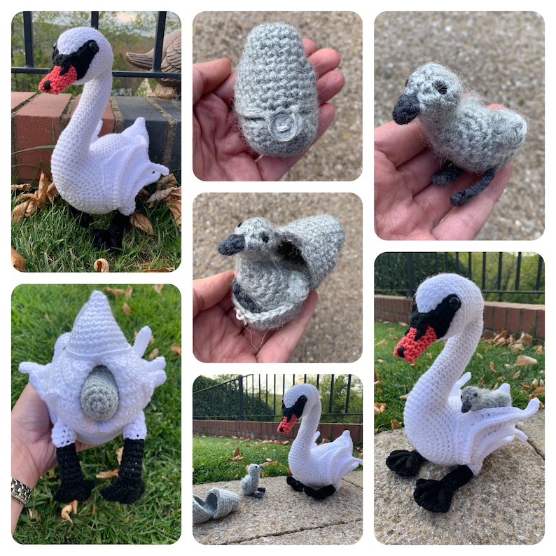 Swan with Hatching Cygnet Crochet Pattern image 1