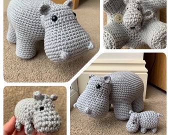 Mother and Baby Hippo Crochet Pattern
