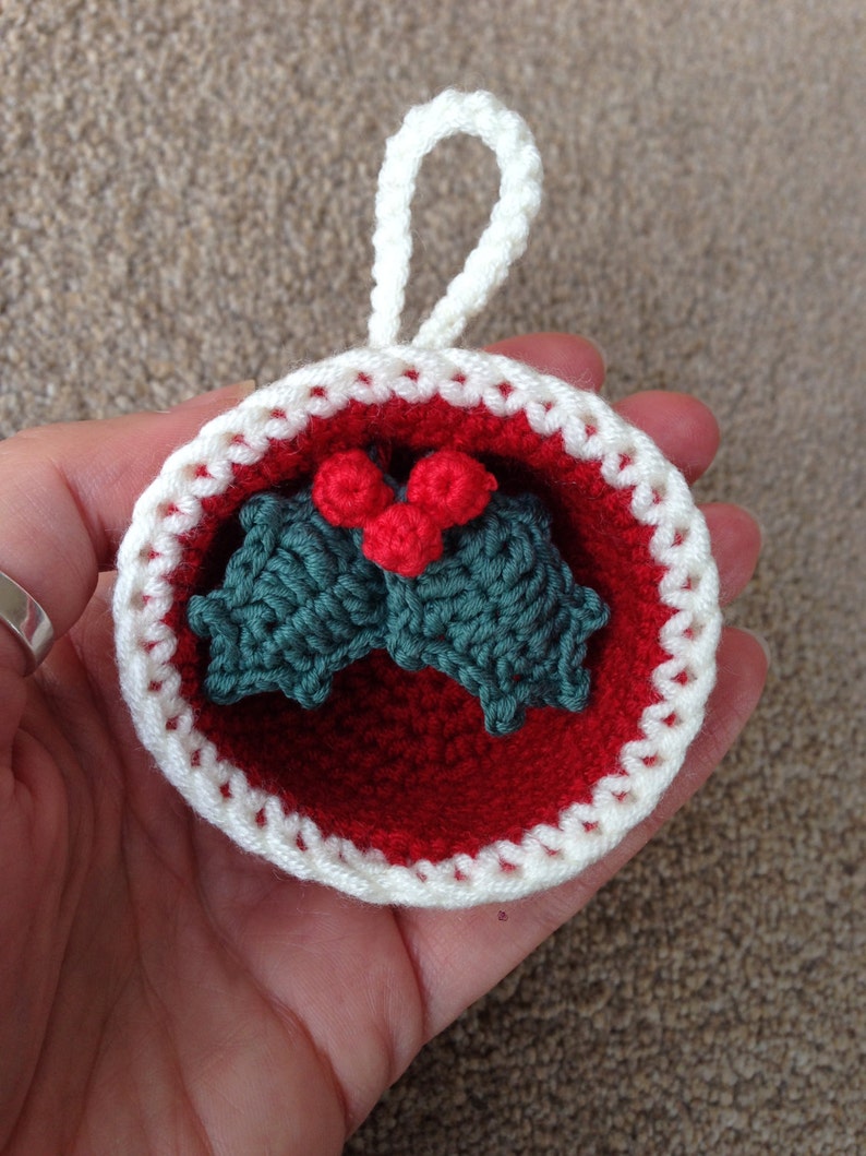 Christmas Bauble Ornaments, Gift & Holly Crochet Pattern image 2
