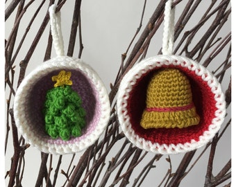 Christmas Bauble Ornaments, Tree & Bell Crochet Pattern