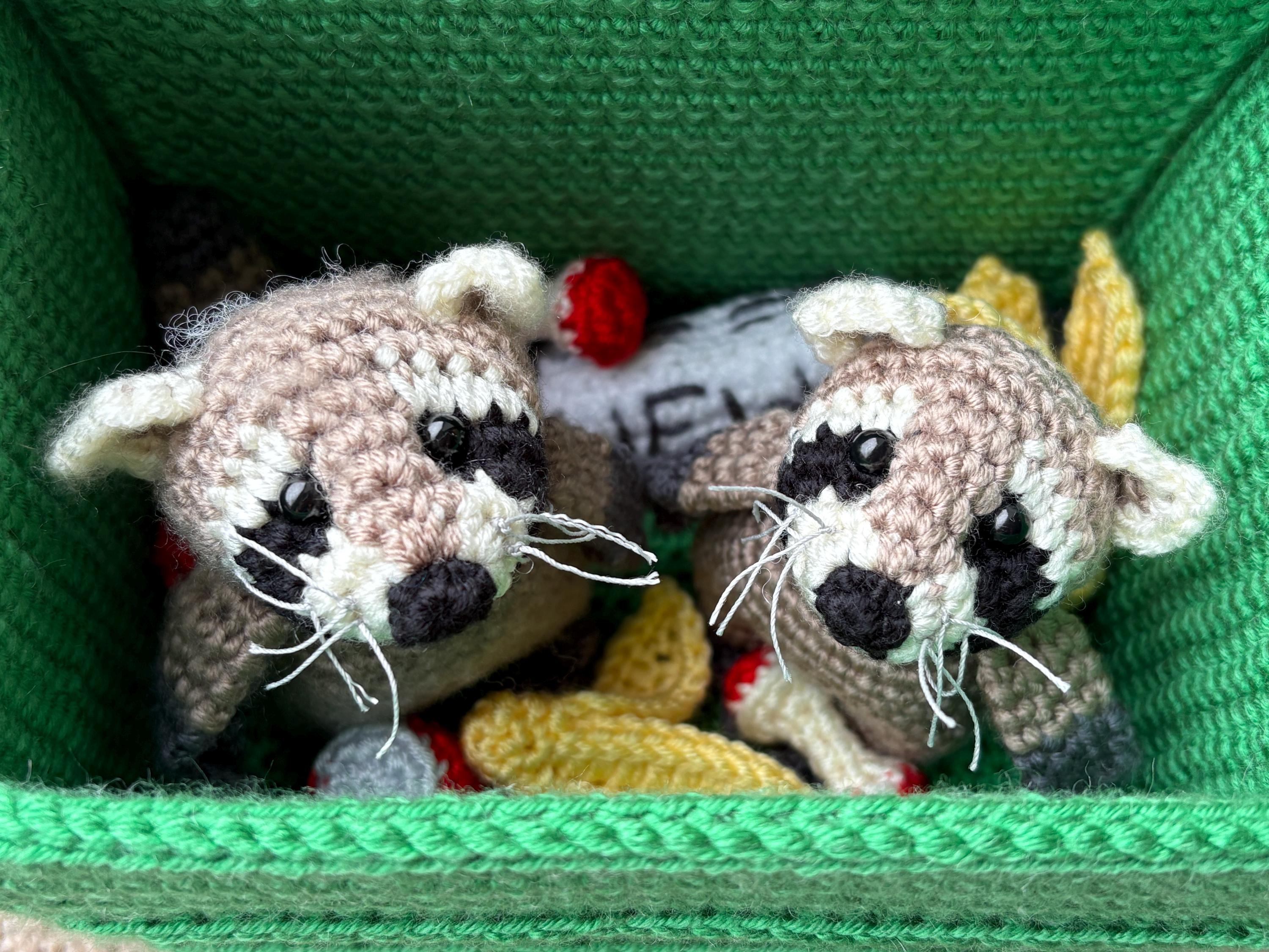 30 Raccoon Crochet Patterns for Woodland Amigurumi, Plushies, and Loveys 10 Dumpster Raccoon Crochet Pattern with Trash Accessories