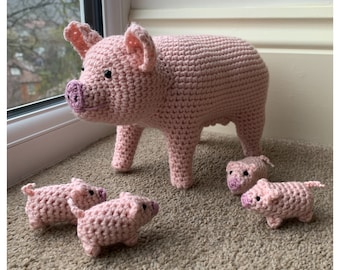 Pig with Piglets Crochet Pattern