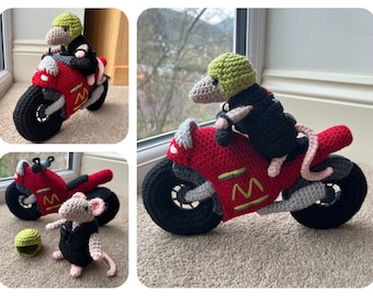 Motif au crochet Souris sur une moto