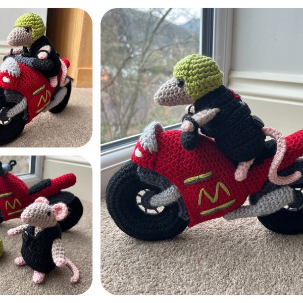 Motif au crochet Souris sur une moto