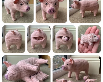 Pig with Piglets Crochet Pattern