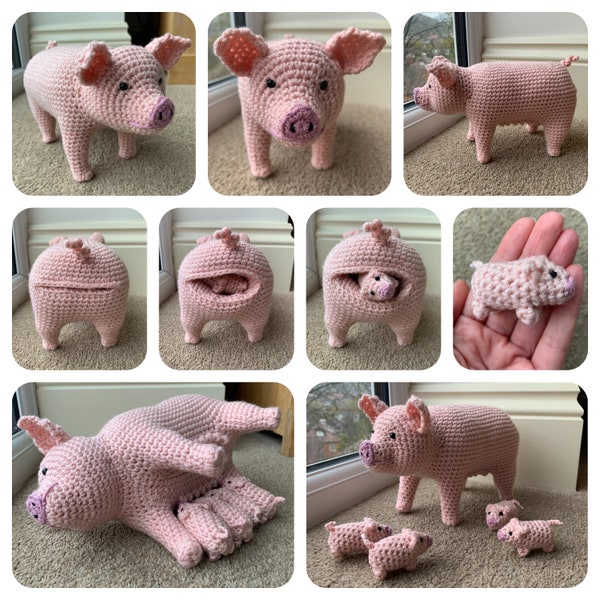 Cochon avec motif au crochet pour porcelets