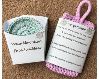 Face Scrubbies & Soap Saver Crochet Pattern, Including Templates for Packaging
